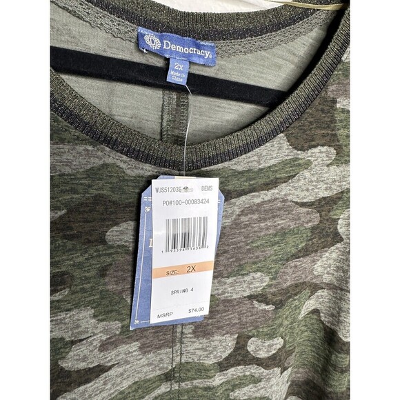 NEW Democracy Tank Dress Womens 2X Green Camo Sleeveless Pullover Casual Stretch - Picture 5 of 7